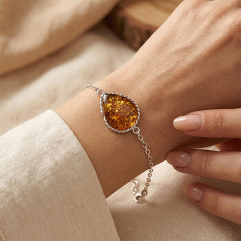 Nat&uuml;rlicher Baltischer Bernstein Armband ca. 19 cm 925 Silber