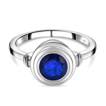 AA Tansanischer Blauer Spinell (Diffundierter)-Ring, 925 Silber platiniert (Gr&ouml;&szlig;e 16.00) ca. 1.66 ct