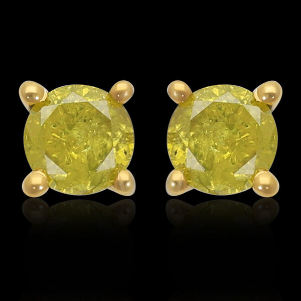 Gelbe Diamant P1 SGL zertifizierte Solitär-Ohrstecker in 585 Weißgold image number 2