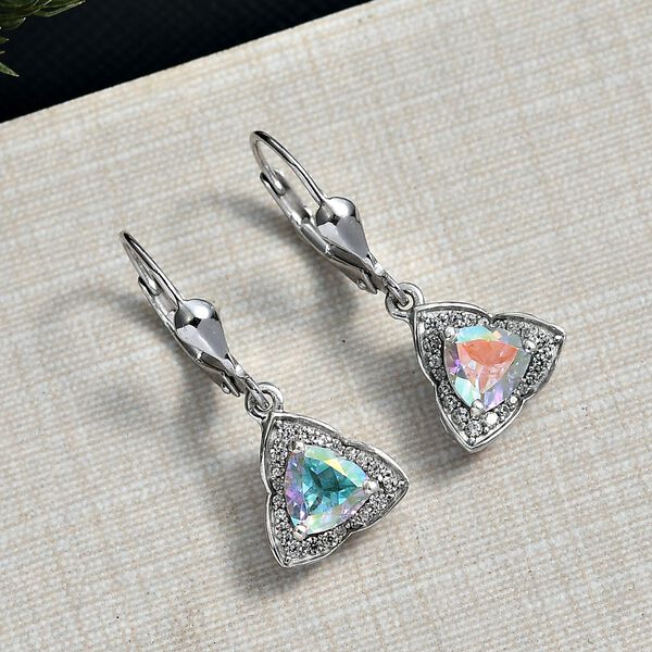 D'Joy Merkur mystischer Topas, Wei&szlig;er Zirkon Ohrringe 925 Silber rhodiniert ca. 2.20 ct image number 1