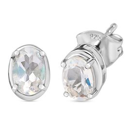 D joy AAA Premium Malagasy Regenbogen Mondstein Star Glimmer Ohrringe 925 Silber platiniert ca. 0.90 ct