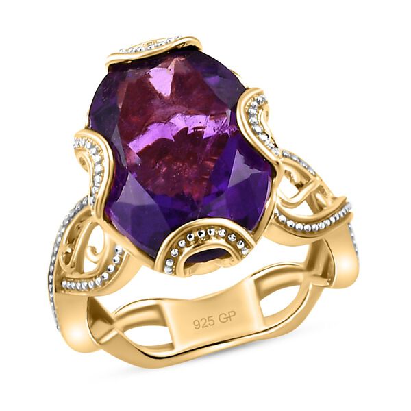 GP Art D&eacute;co Kollektion - Afrikanischer Amethyst und Kanchanaburi blauer Saphir-Ring in Silber image number 4