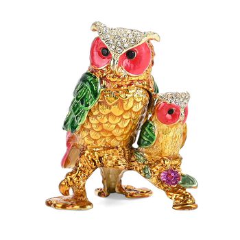 LIVMORE zwei Eulen-Design Schmuckdose, 7x7x8cm