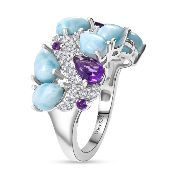 D'Joy Larimar, afrikanischer Amethyst und Zirkon Ring - 4,85 ct. image number 5