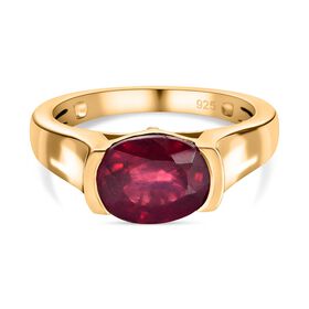Afrikanischer Rubin (Fissure gefüllt) Ring, 925 Silber Gelbgold Vermeil (Größe 19.00) ca. 2.56 ct