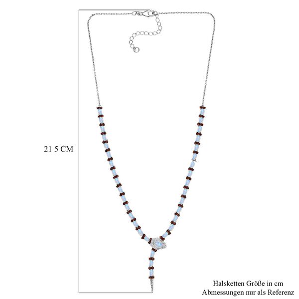 GP Trifono Kollektion- AAA Regenbogen Mondstein, Mosambik Granat, Zirkon und blaue Saphir 45cm Halskette - 11,31 ct. image number 7