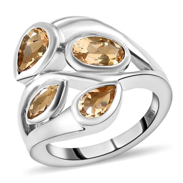 Citrin-Ring, reines Messing platiniert  ca. 1,85 ct image number 4