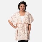 Kimono mit Gürtel, Blumenmuster, Einheitsgröße Beige