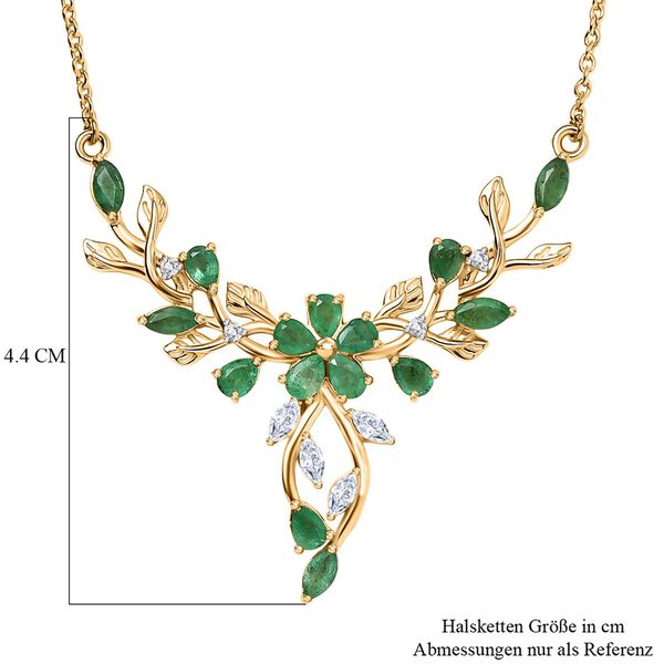 Kagem sambische Smaragd und Moissanit Halskette, 45 cm - 2,37 ct. image number 6