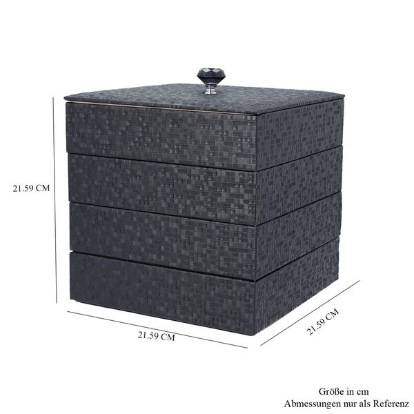 4-schichtiger Schmuck-Organizer mit gro&szlig;em Spiegel, 21.59x21.59x21.59 cm, schwarz image number 5