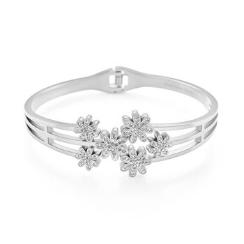 Wei&szlig;er Kristall Armreif ca. 19 cm Reiner Edelstahl