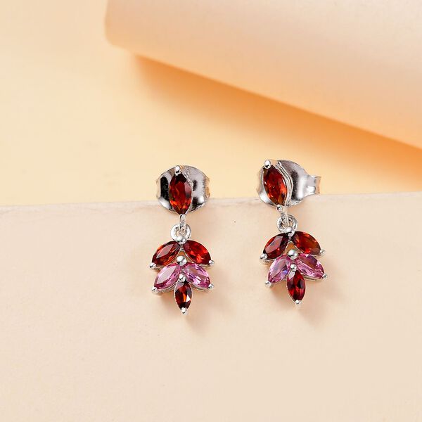 Rote und Lotus Granat-Ohrringe - 1,38 ct. image number 2