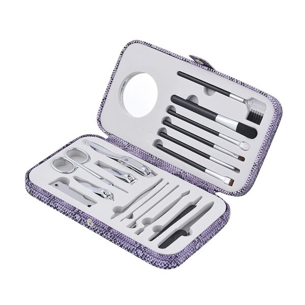 18er Set- kompaktes Manik&uuml;re Pflegeset aus Edelstahl, Schlangenhaut image number 5