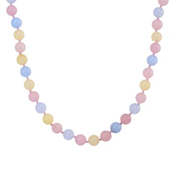 Mehrfarbige Beryll Quarzit Halskette, ca. 45 cm + 5 cm Extender, 316L Edelstahl ca. 270.00 ct