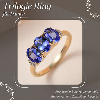 AAA Tansanit und Diamant Ring in 585 Gelbgold - 2,02 ct.