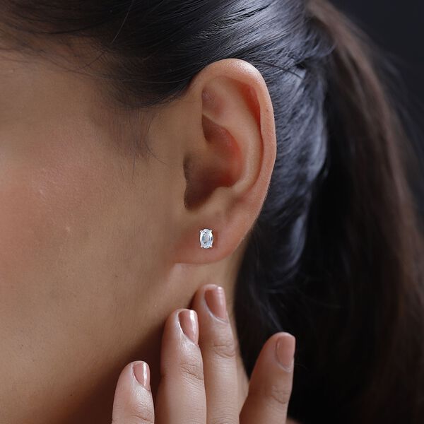 Himmelblaue Topas-Solit&auml;r-Ohrringe - 0,98 ct. image number 3