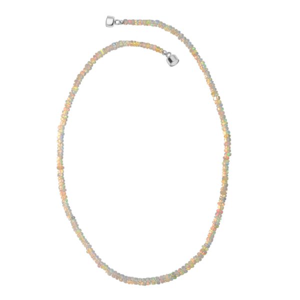 Nat&uuml;rlicher, &auml;thiopischer Welo Opal Halskette ca. 45 cm 925 Silber rhodiniert ca. 45,00 ct. image number 2