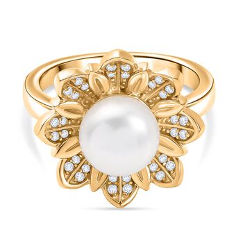 EVER TRUE S&uuml;&szlig;wasser Perle (10-10.5 mm), Wei&szlig;er Zirkon Ring Nickelfreies Messing (Gr&ouml;&szlig;e 19.00)