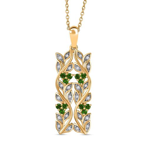 ALLORO AA Natürlicher Chromdiopsid und Zirkon-Anhänger mit 45cm Kette - 0,88 ct. image number 0