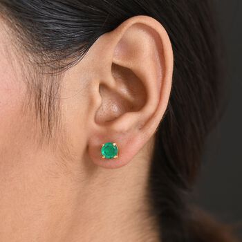 D'Joy Smaragd Triplett Quarz Ohrringe, 925 Silber vergoldet - 2 ct.