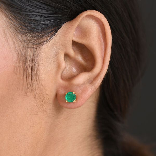 D'Joy Smaragd Triplett Quarz Ohrringe, 925 Silber vergoldet - 2 ct. image number 3