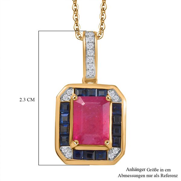 Djoy AA afrikanischer Rubin, blauer Saphir und Zirkon Ring und Anh&auml;nger mit 50cm Kette image number 6