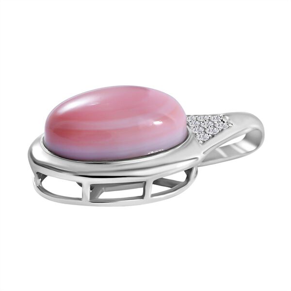 AA Rosa Konch-Perlmutter, Wei&szlig;er Zirkon Anh&auml;nger 925 Silber rhodiniert image number 2