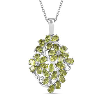 Peridot Anh&auml;nger mit 50cm Kette - 6,21 ct.