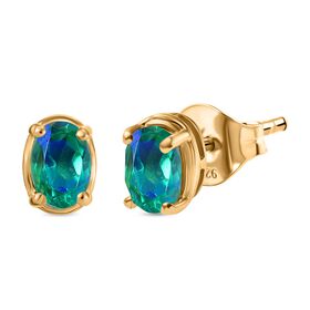 Pfau Triplett Quarz Ohrringe, 925 Silber vergoldet - 1,11 ct.