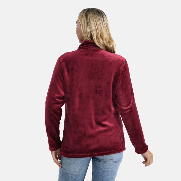 LA MAREY - Samtjacke mit Rei&szlig;verschluss und Taschen, Burgunderrot, S / M image number 2