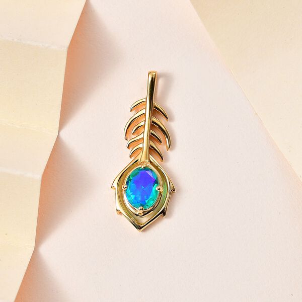 Pfau Quarz Triplette Anh&auml;nger 925 Silber Gelbgold Vermeil ca. 1,34 ct. image number 2