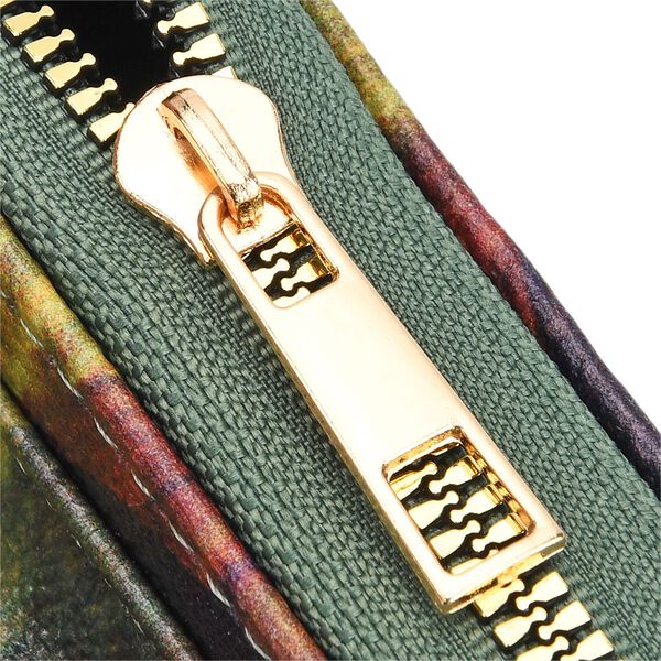 PU Handytasche mit RFID-Schutz, 20x11x2cm, Gr&uuml;n und braun mit Mona-Lisa-Muster image number 7