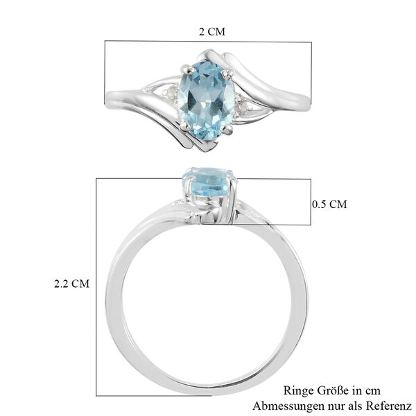 Himmelblauer Topas und Zirkon Ring 925 Silber  ca. 1,02 ct image number 7