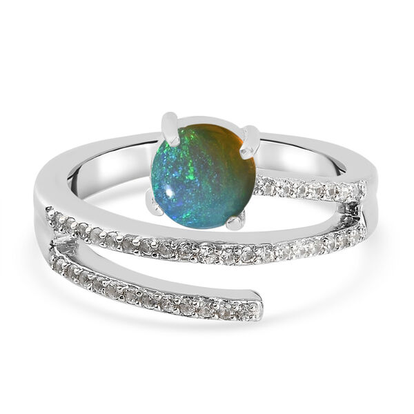 Natürlicher, äthiopischer Opal und Zirkon-Ring - 0,89 ct. image number 0