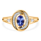 Tansanit und Zirkon-Ring, 925 Silber vergoldet (Größe 16.00) ca. 0.68 ct