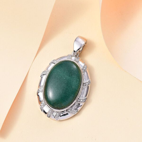 Gr&uuml;ner Aventurin und Zirkon Anh&auml;nger - 35,02 ct. image number 2