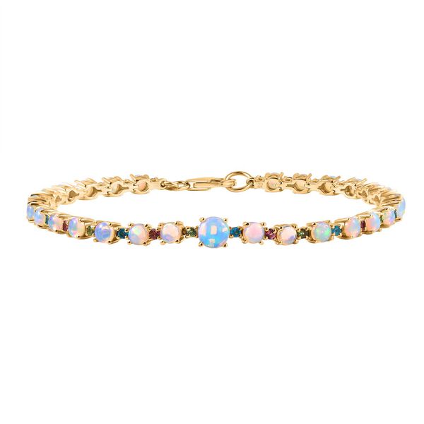 D'Joy AA Natürlicher, äthiopischer Welo Opal Armband ca. 20 cm 925 Silber 750 Gelbgold Vermeil ca. 6.37 ct image number 0
