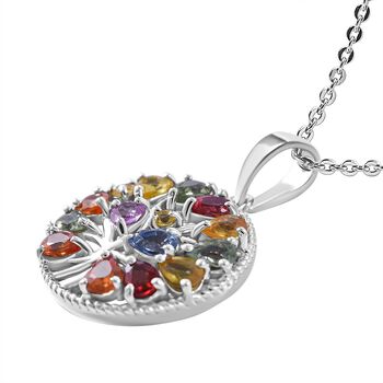 Mehrfarbiger Saphir, Rosa Saphir Anh&auml;nger mit Kette, 925 Silber rhodiniert ca. 2.46 ct