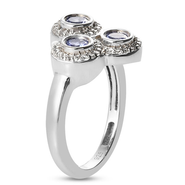 Tansanit und Zirkon-Ring, 925 Silber platiniert  ca. 0,86 ct image number 3