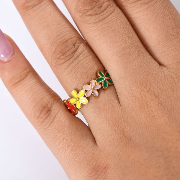 GP Italian Garden Kollektion- Floraler, emaillierter Kanchanaburi blauer Saphir Ring image number 4