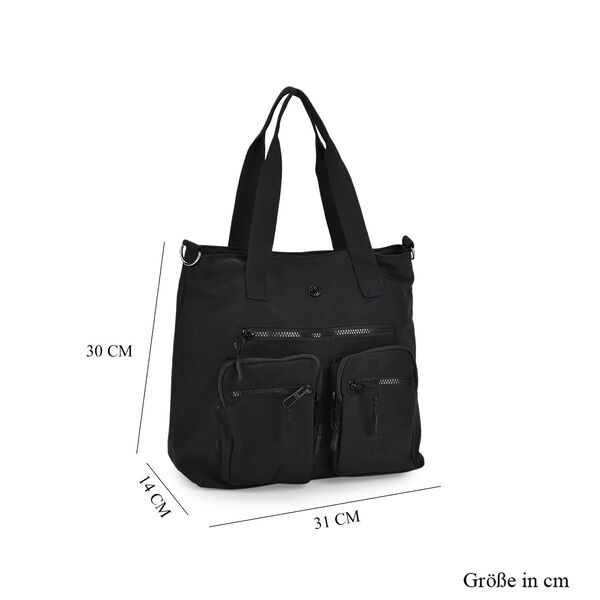 Crossbody-Schultertasche mit Mehrfachf&auml;chern, 31x30x14cm, Schwarz image number 8