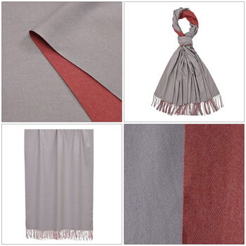 Luxuri&ouml;ser Winterschal mit Fransen, Dunkelgrau/Bordeaux