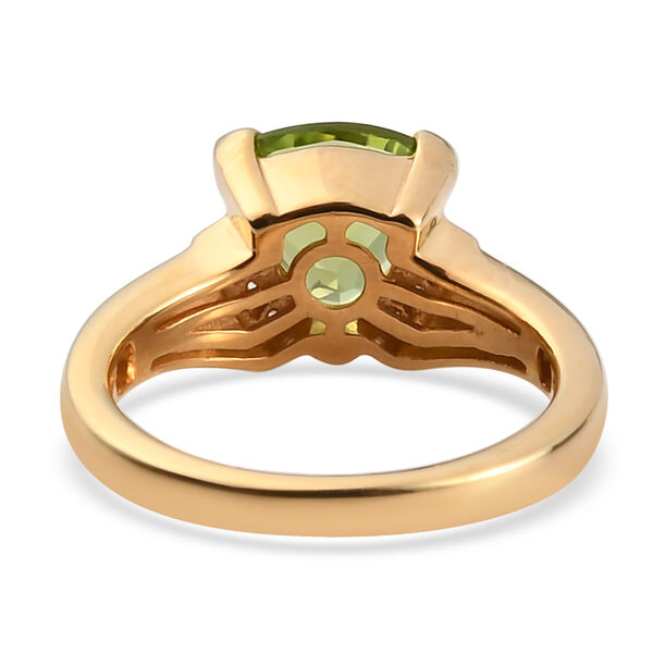 Natürlicher Peridot und Zirkon Solitär Ring 925 Silber vergoldet  ca. 2,07 ct image number 6