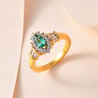 AAA Smaragd, Weißer Zirkon Ring, 925 Silber Gelbgold Vermeil (Größe 18.00) ca. 1.28 ct image number 1