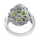 Russischer Diopsid und Zirkon Cluster Ring 925 Silber Platin-Überzug image number 4