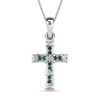 XOXO gr&uuml;ner kubischer Zirkonia-Keruz-Anh&auml;nger mit 50cm Kette - 0,2 ct.