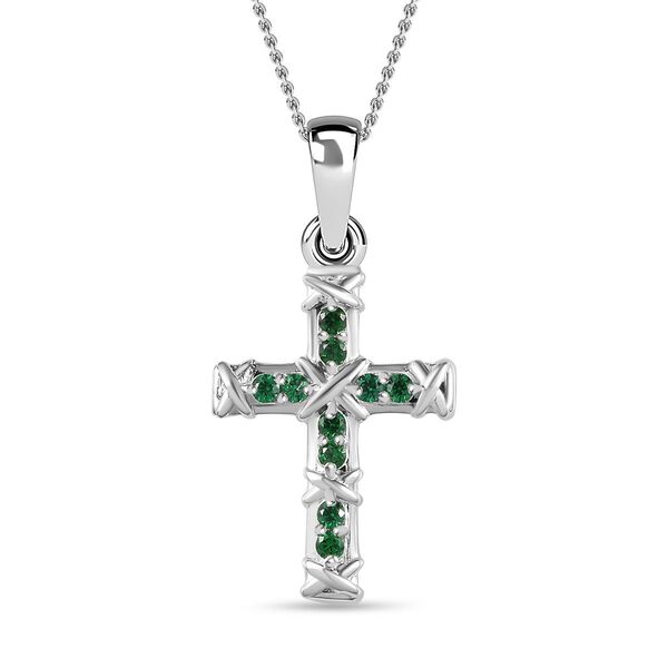 XOXO gr&uuml;ner kubischer Zirkonia-Keruz-Anh&auml;nger mit 50cm Kette - 0,2 ct.