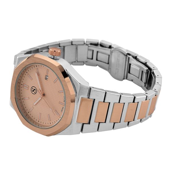 STRADA - Armbanduhr mit japanischem Uhrwerk und Datumsanzeige, Legierungsgehäuse  Sandstrahleffekt, bicolor, Rosefarben image number 4