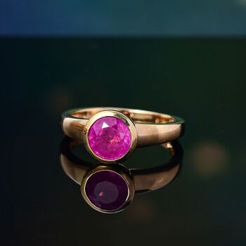 AAA Ilakaka Rosa Saphir (Fissure gef&uuml;llt) Ring 925 Silber 750 Gelbgold Vermeil (Gr&ouml;&szlig;e 19.00) ca. 2,00 ct