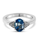 London Blau Topas, Zirkon Ring 925 Silber platiniert  ca. 1,45 ct image number 0